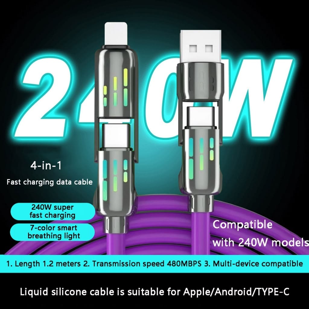 4-in-1 Multi USB Charging Cable FREE SHIPPING ALL OVER KSA LIMITED OFFER !!!!